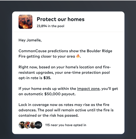 A Cake & Arrow concept for AI-powered dynamic coverage that reduces uncertainty by defining coverage triggers and payouts in advance